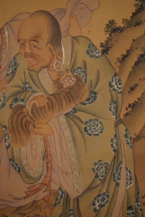 achinesearhatpaintingsilkscrolljintingbiaomark金廷标罗汉
