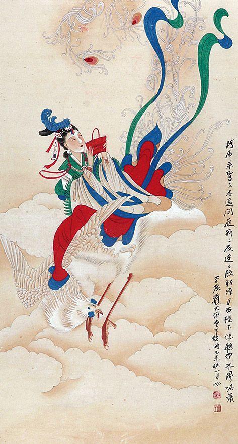 张大千张大千 飞天立轴_张大千张大千 飞天立轴估价_张大千张大千 飞